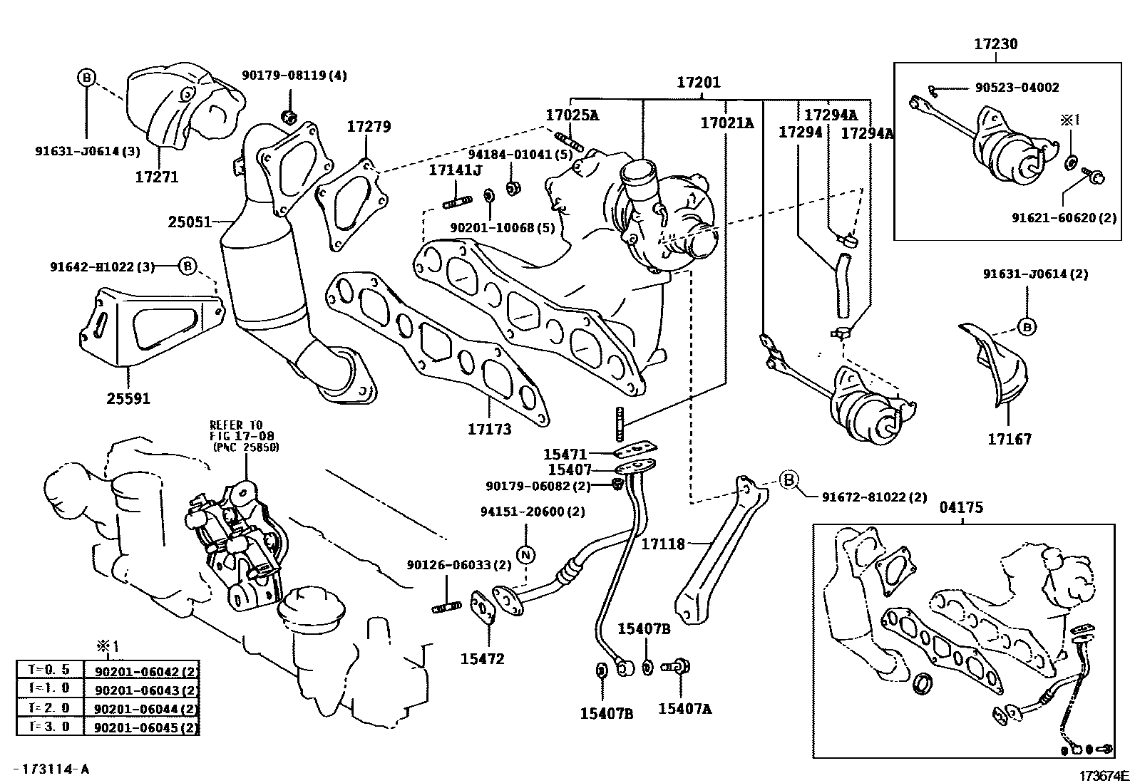 Toyota YARIS Manifold EPC diagram — 173674E