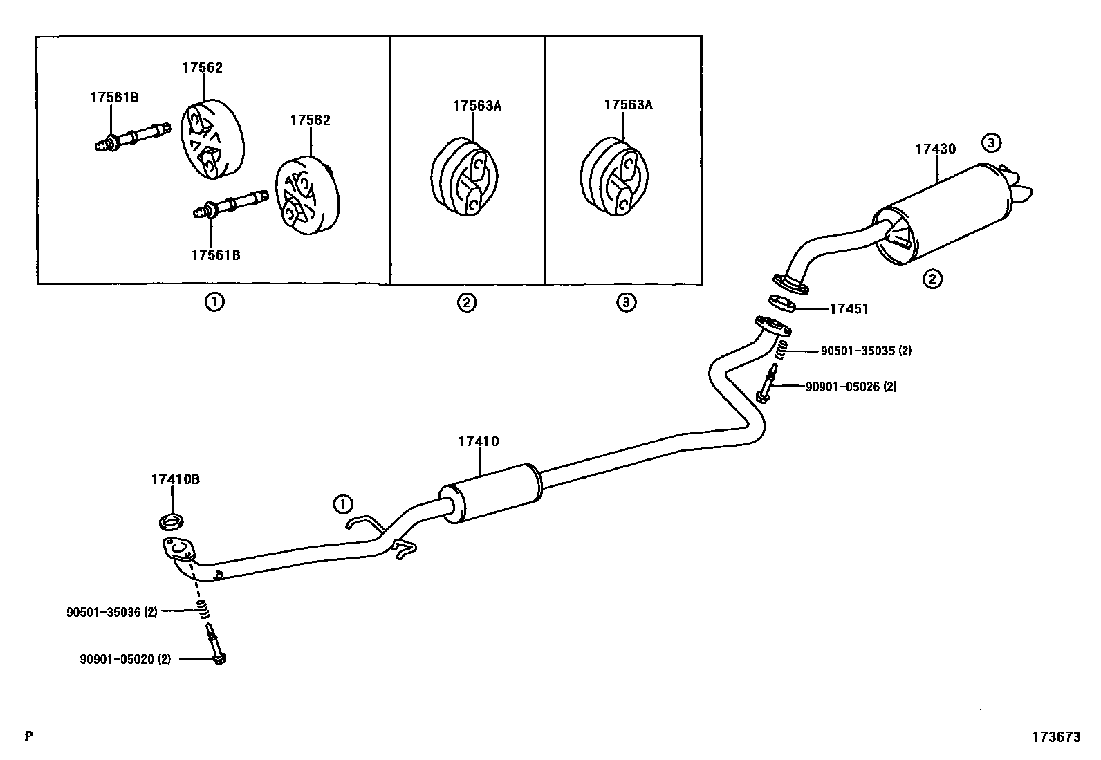 Toyota YARIS Exhaust Pipe EPC diagram — 173673