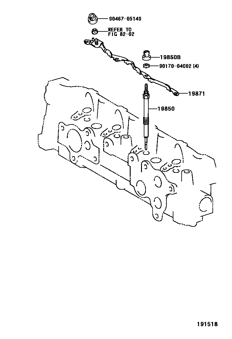 Toyota YARIS 点火线圈和火花塞 EPC diagram — 191518