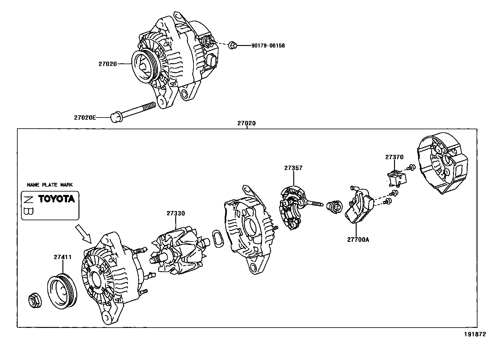Toyota YARIS Alternator EPC diagram — 191872