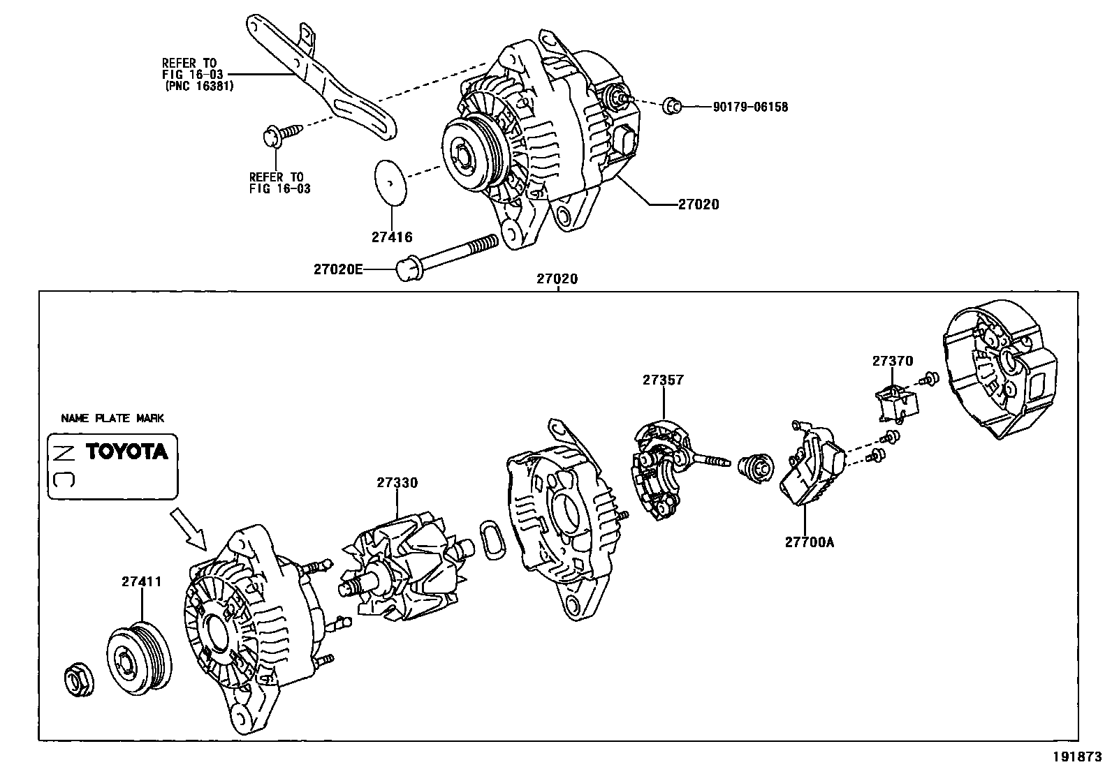 Toyota YARIS Alternator EPC diagram — 191873