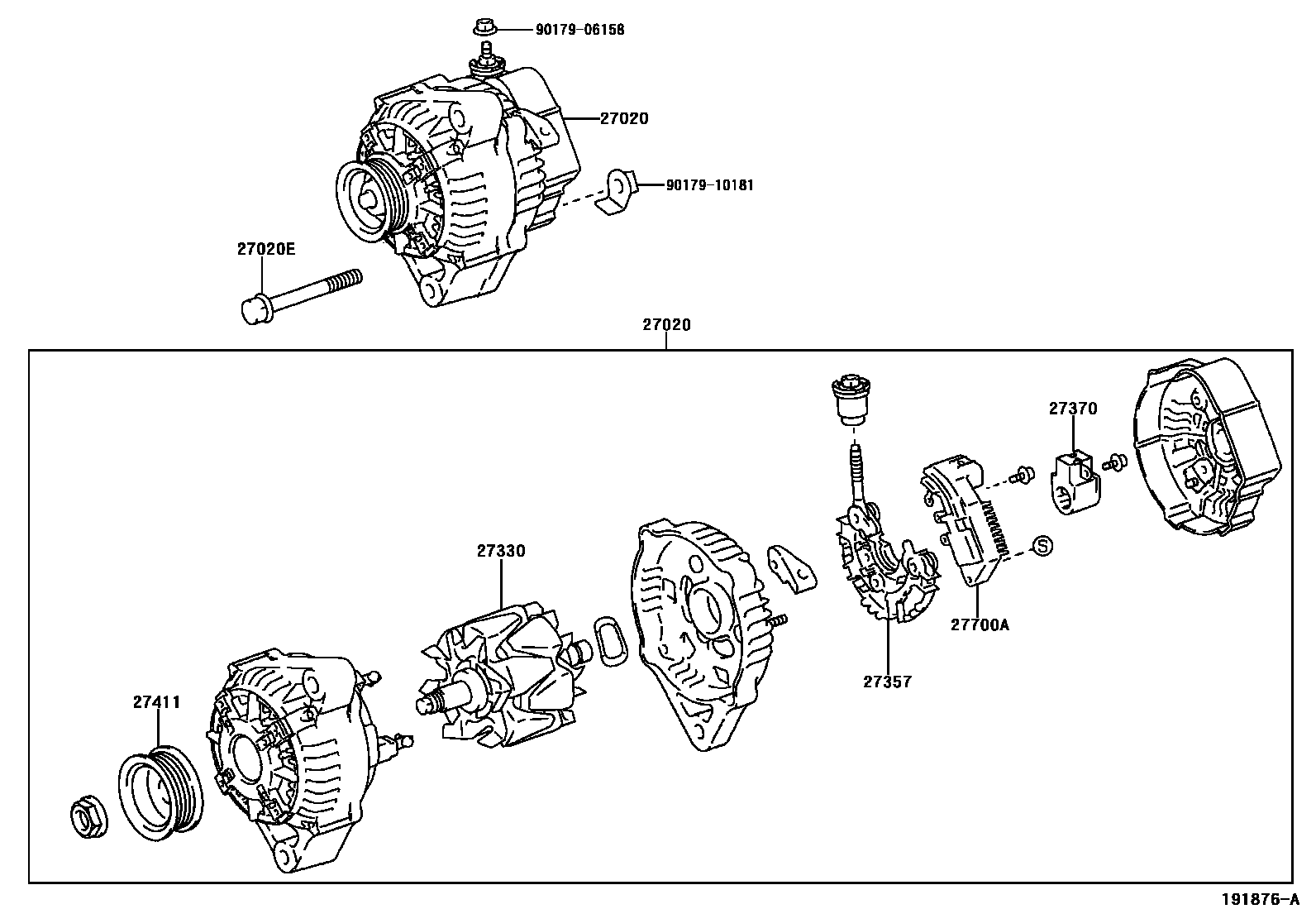 Toyota YARIS Alternator EPC diagram — 191876A