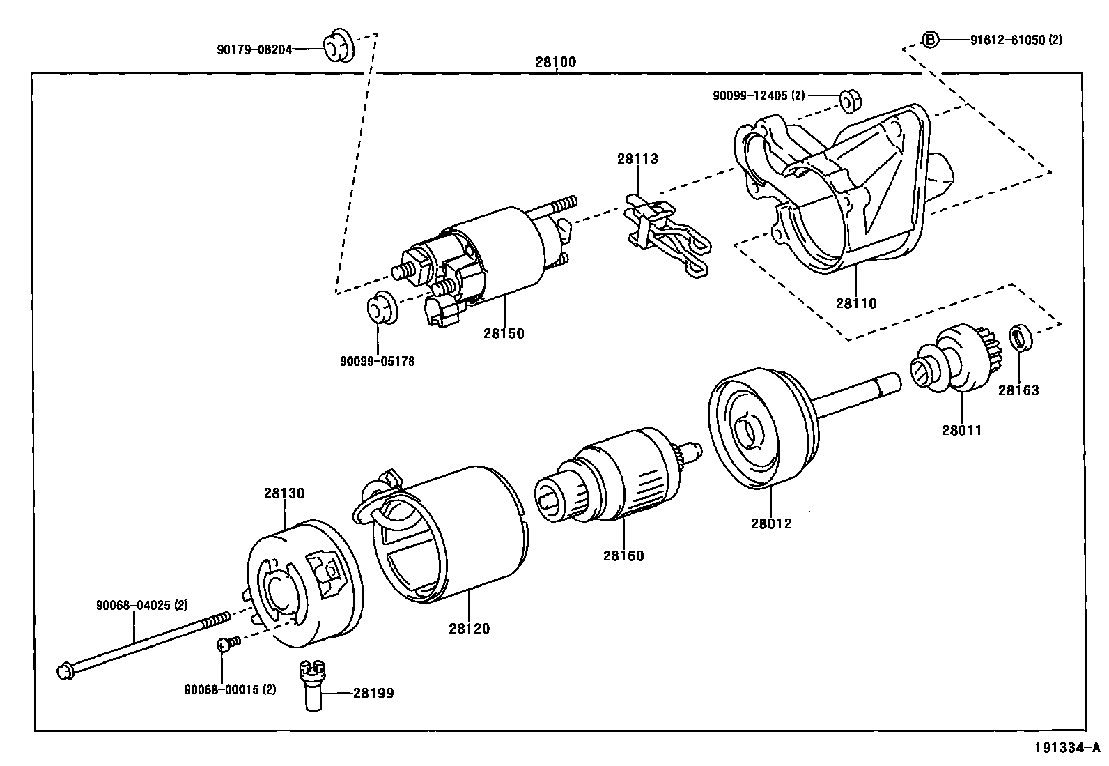 Toyota YARIS 起动机 EPC diagram — 191334A