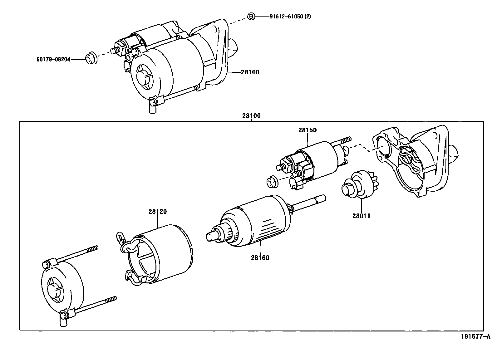 Toyota YARIS 起动机 EPC diagram — 191577A