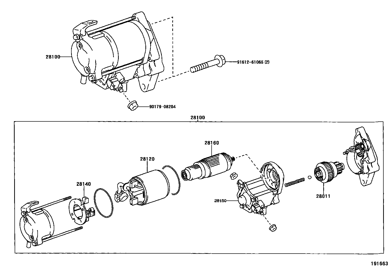 Toyota YARIS 起动机 EPC diagram — 191663