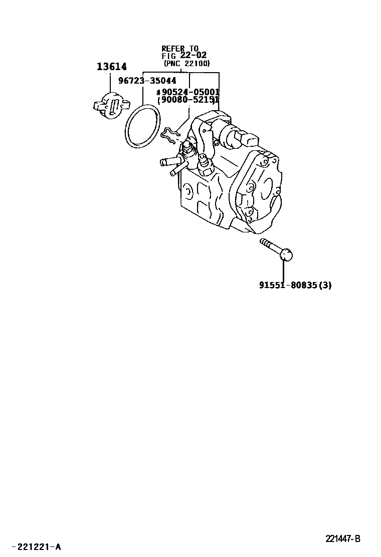 Toyota YARIS 喷油泵体 EPC diagram — 221447B