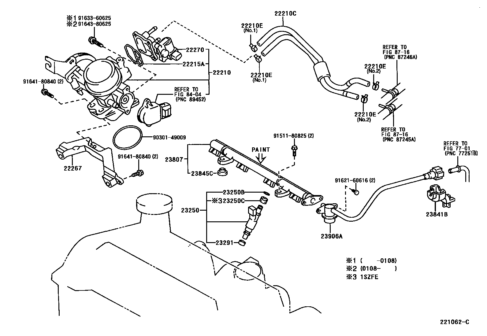 Toyota YARIS 燃油喷射系统 EPC diagram — 221062C