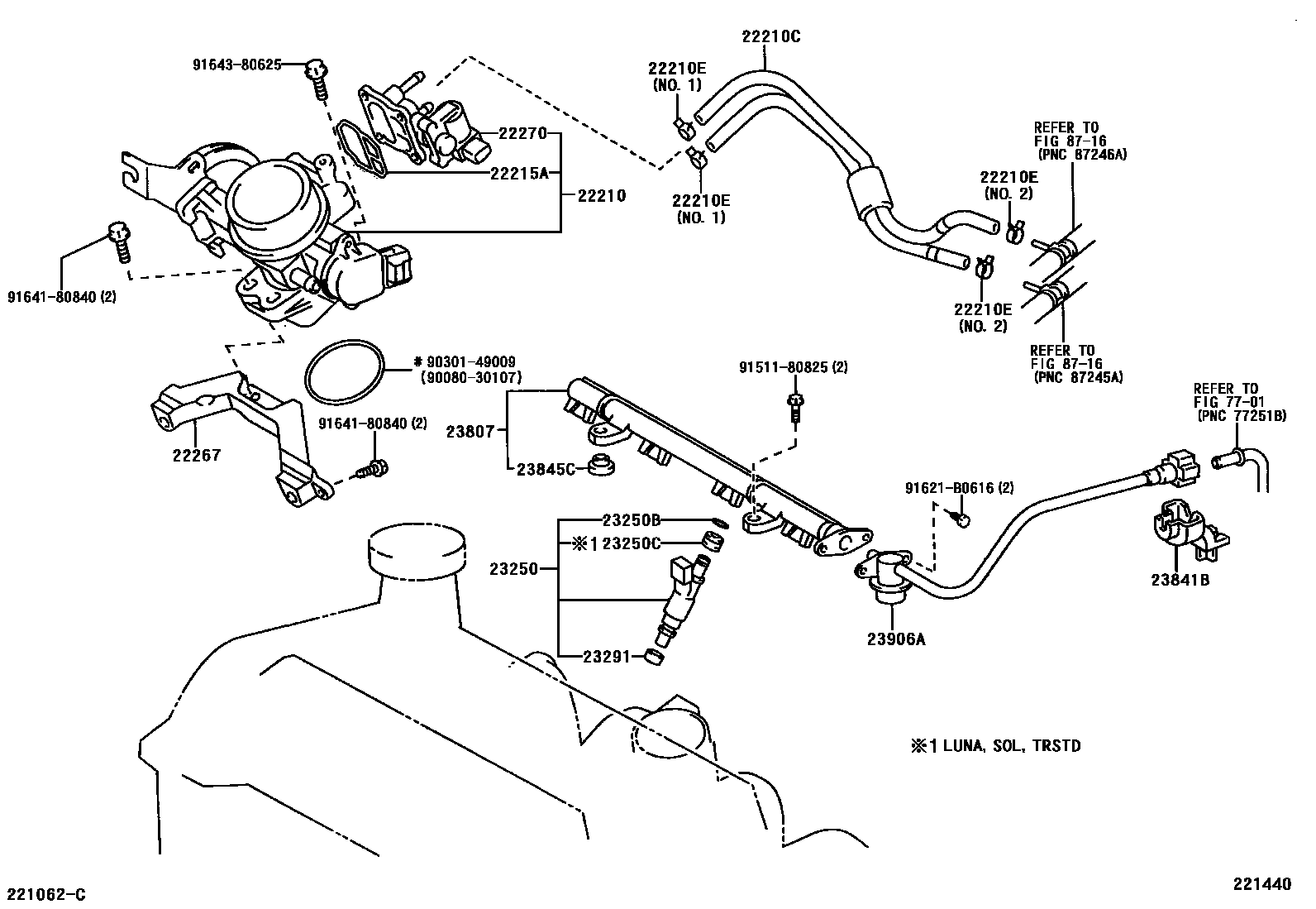 Toyota YARIS 燃油喷射系统 EPC diagram — 221440