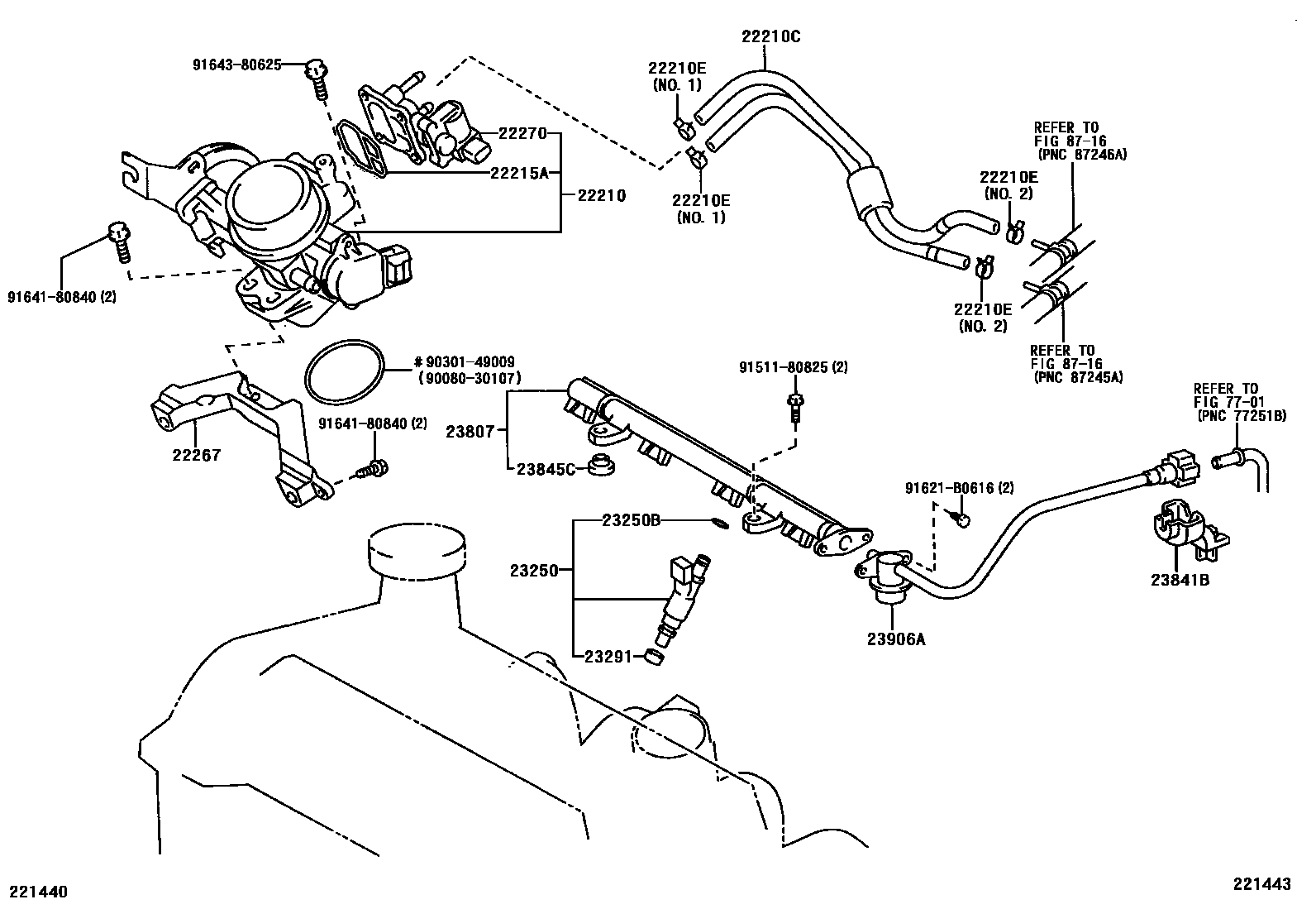 Toyota YARIS 燃油喷射系统 EPC diagram — 221443