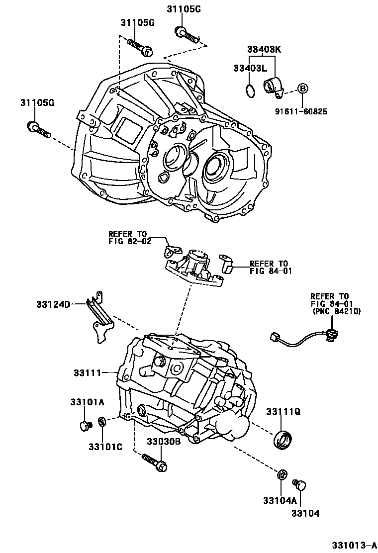 Toyota YARIS 离合器壳和变速器壳(MTM) EPC diagram — 331013A