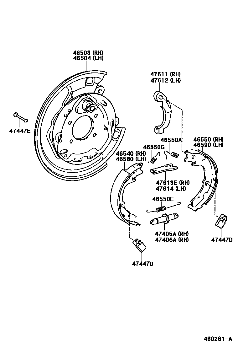 Toyota YARIS Parking Brake & Cable EPC diagram — 460281A