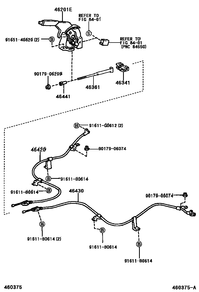 Toyota YARIS Parking Brake & Cable EPC diagram — 460375A