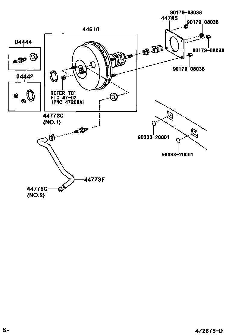 Toyota YARIS 制动助力器和真空管 EPC diagram — 472375D