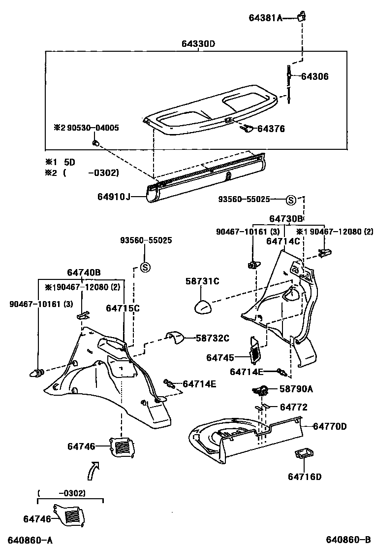 Toyota YARIS 底板和底板装饰罩 EPC diagram — 640860B