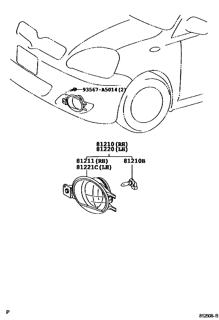 Toyota YARIS Fog Lamp EPC diagram — 812508B