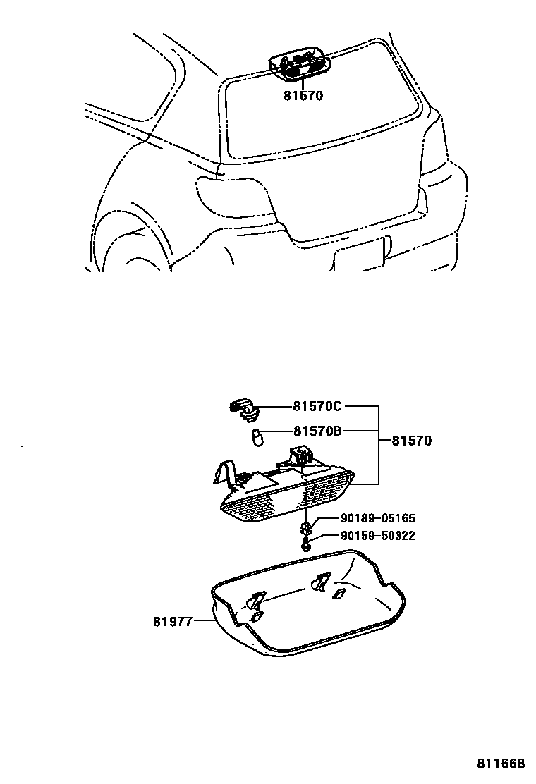 Toyota YARIS 高位刹车灯 EPC diagram — 811668