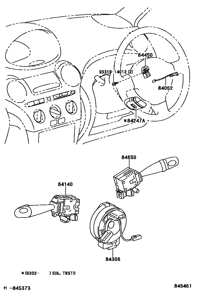 Toyota YARIS 开关和继电器和ECU EPC diagram — 845451