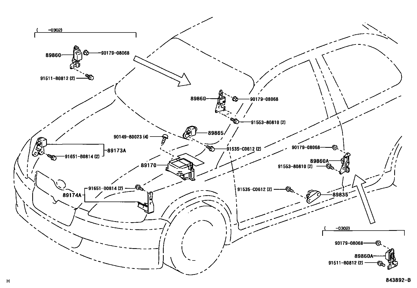 Toyota YARIS 空气囊 EPC diagram — 843892B