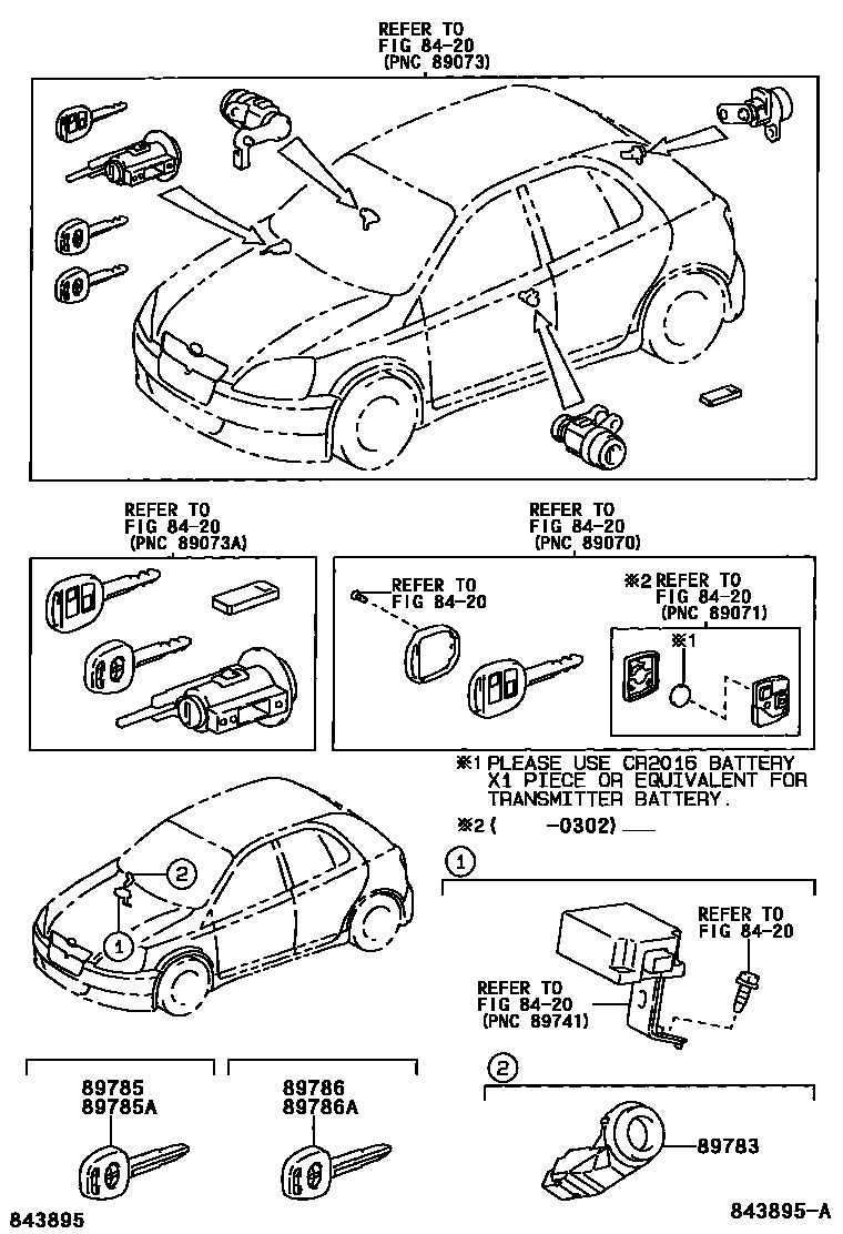 Toyota YARIS 防盗装置 EPC diagram — 843895A