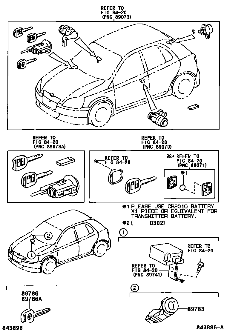 Toyota YARIS 防盗装置 EPC diagram — 843896A