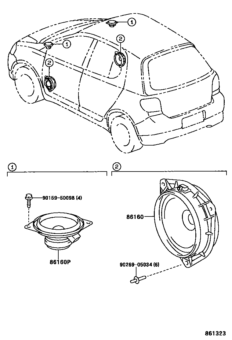 Toyota YARIS 扬声器 EPC diagram — 861323