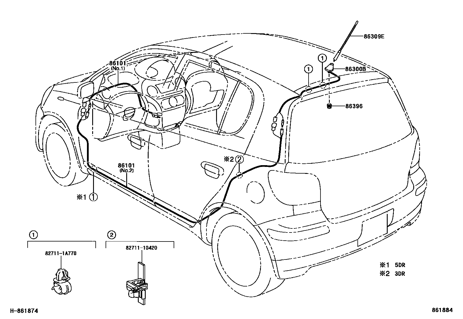 Toyota YARIS antenna EPC diagram — 861884