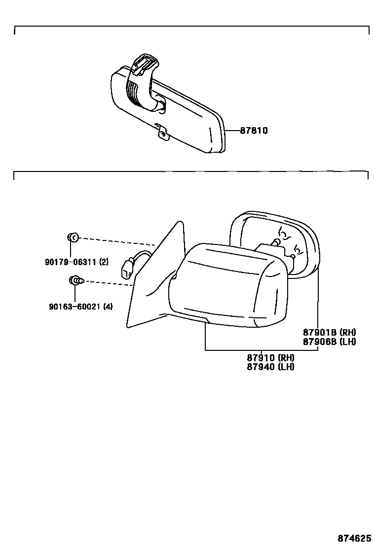 Toyota YARIS 后视镜 EPC diagram — 874625
