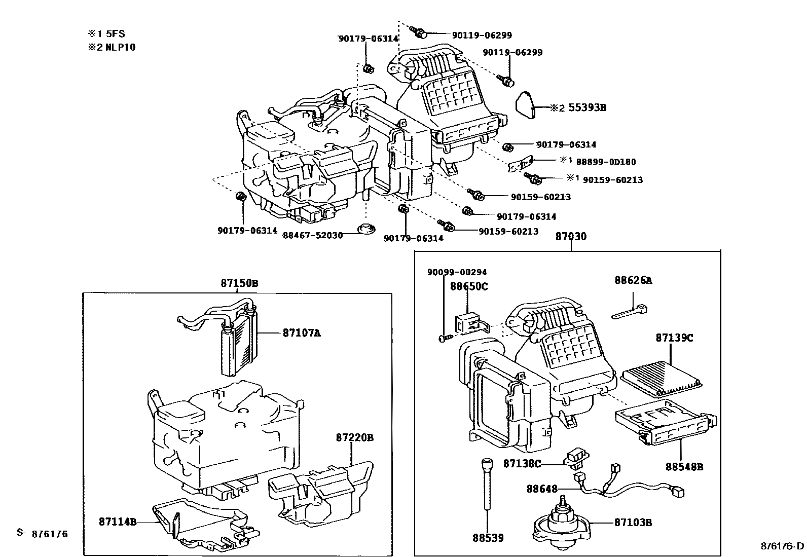 Toyota YARIS 暖风和空调系统 - 冷却器组件 EPC diagram — 876176D