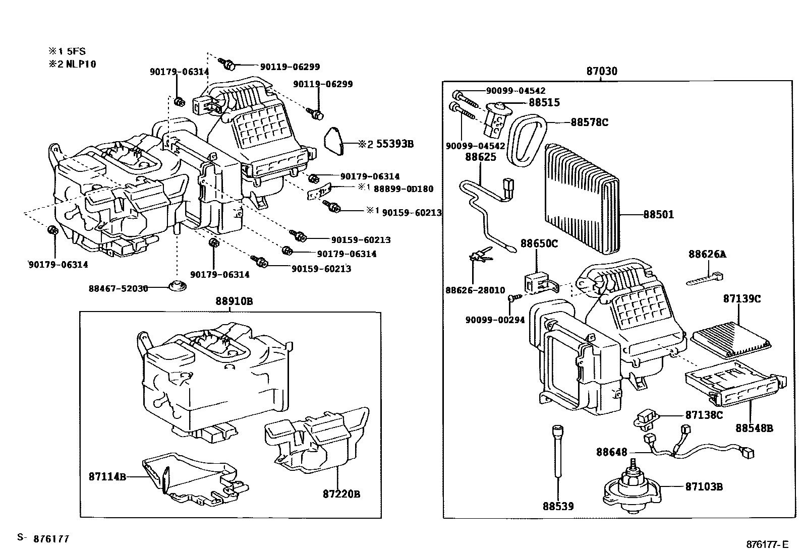 Toyota YARIS 暖风和空调系统 - 冷却器组件 EPC diagram — 876177E