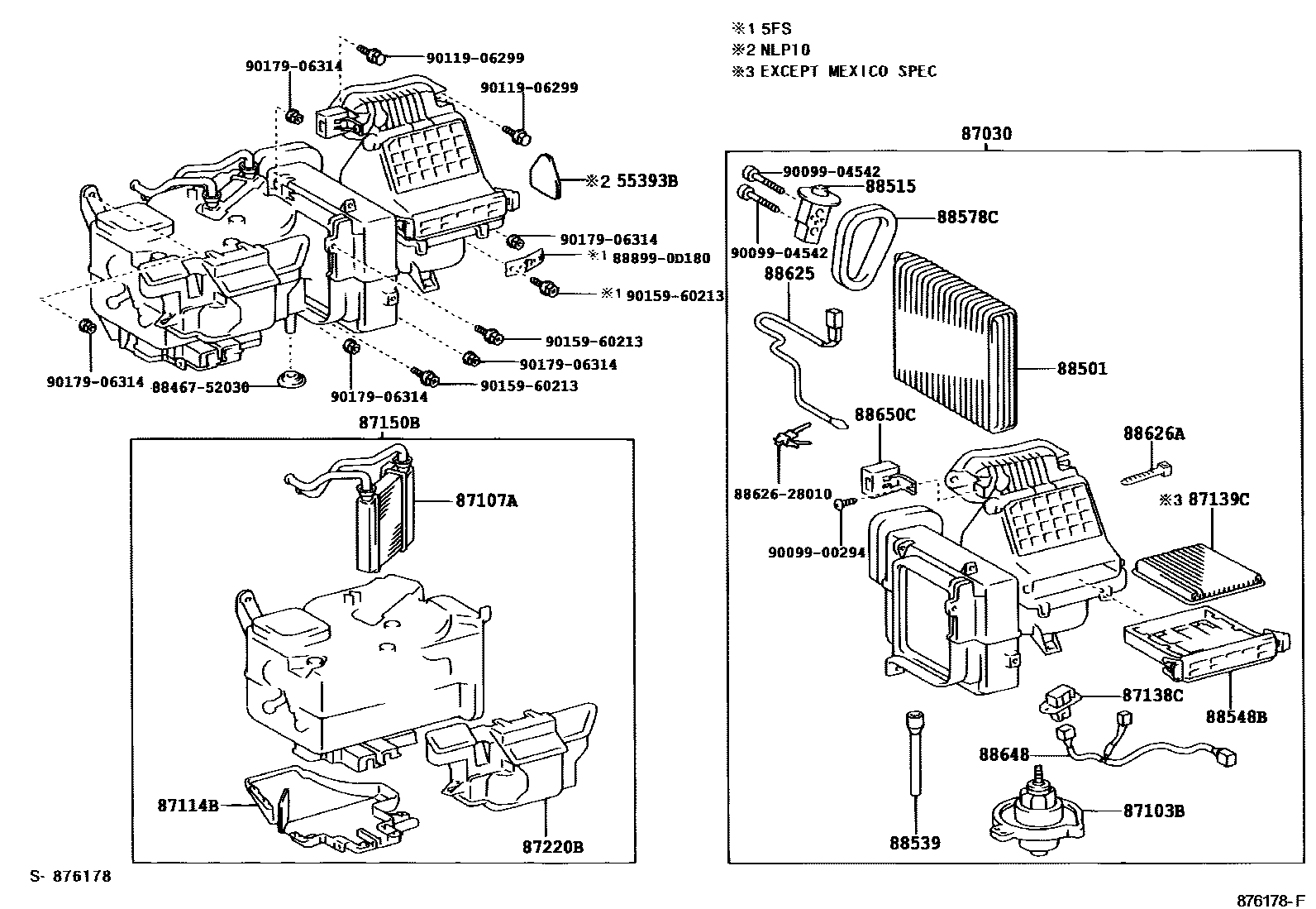 Toyota YARIS 暖风和空调系统 - 冷却器组件 EPC diagram — 876178F