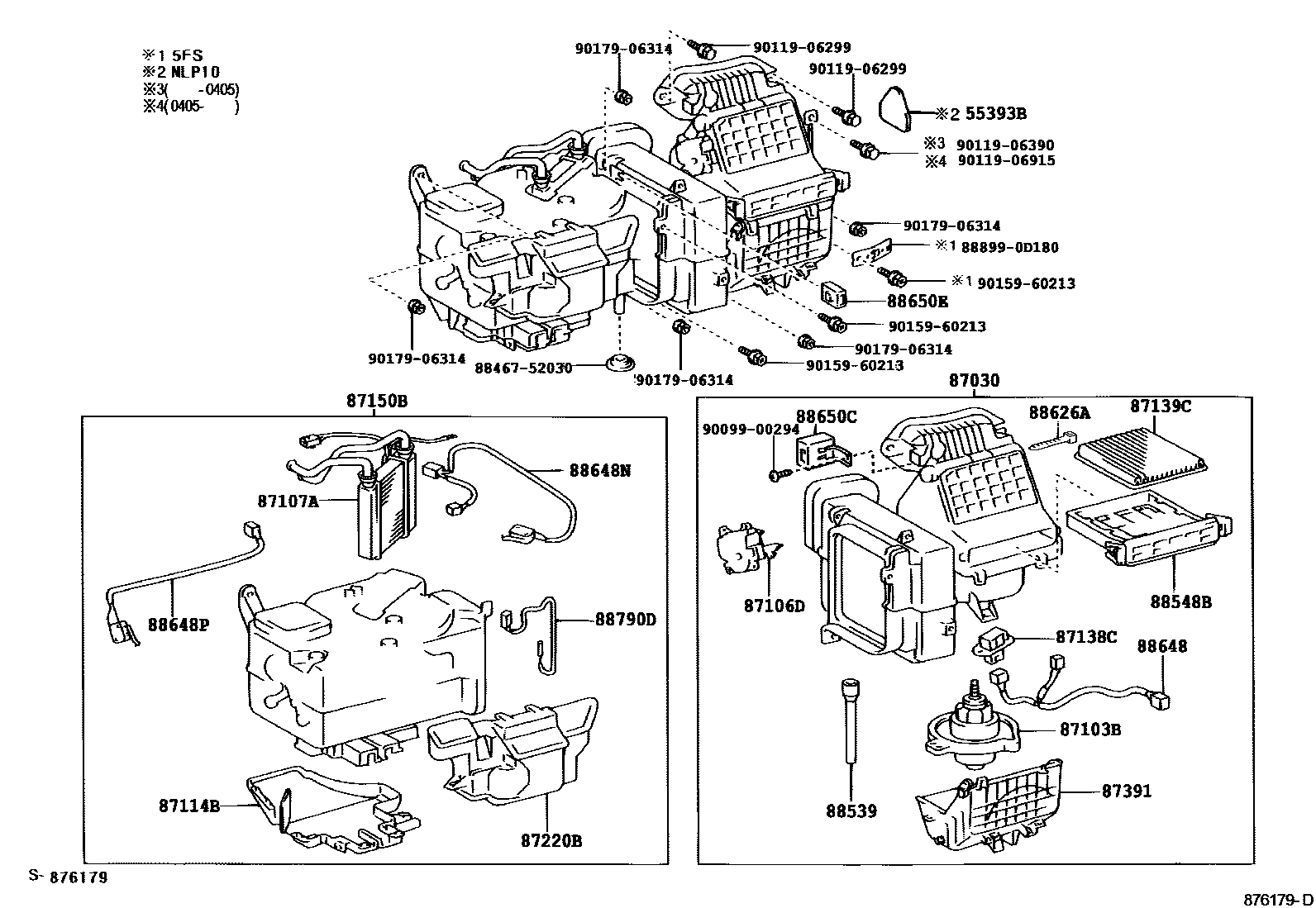 Toyota YARIS 暖风和空调系统 - 冷却器组件 EPC diagram — 876179D