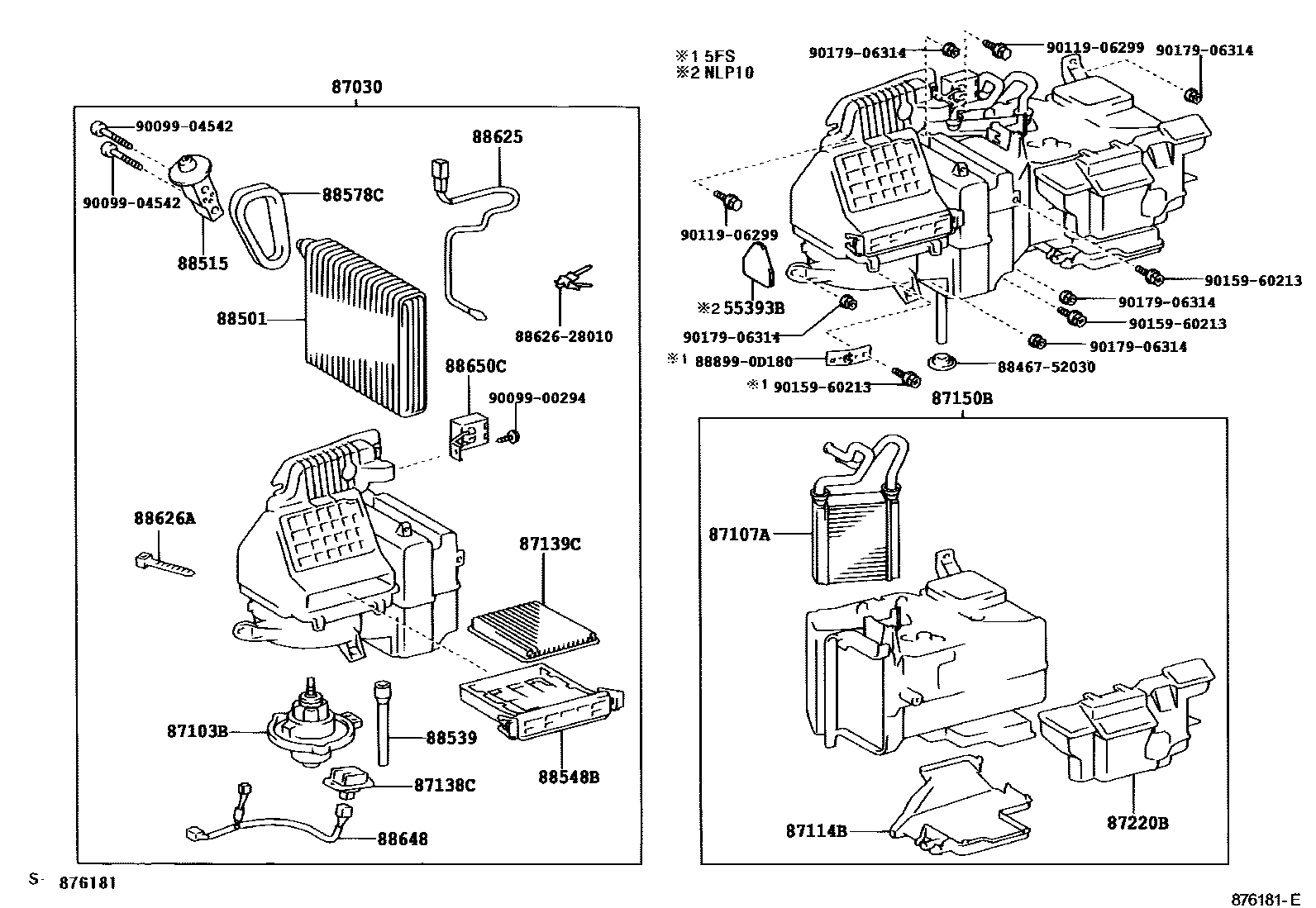 Toyota YARIS 暖风和空调系统 - 冷却器组件 EPC diagram — 876181E