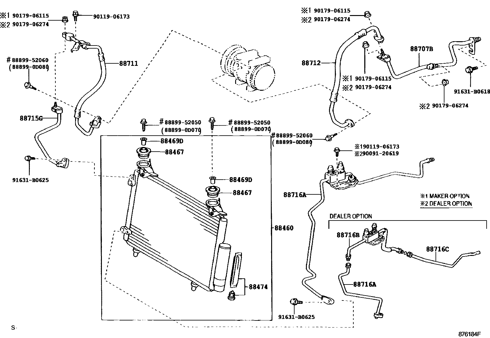 Toyota YARIS Heating & Air Conditioning - Cooler Piping EPC diagram — 876184F