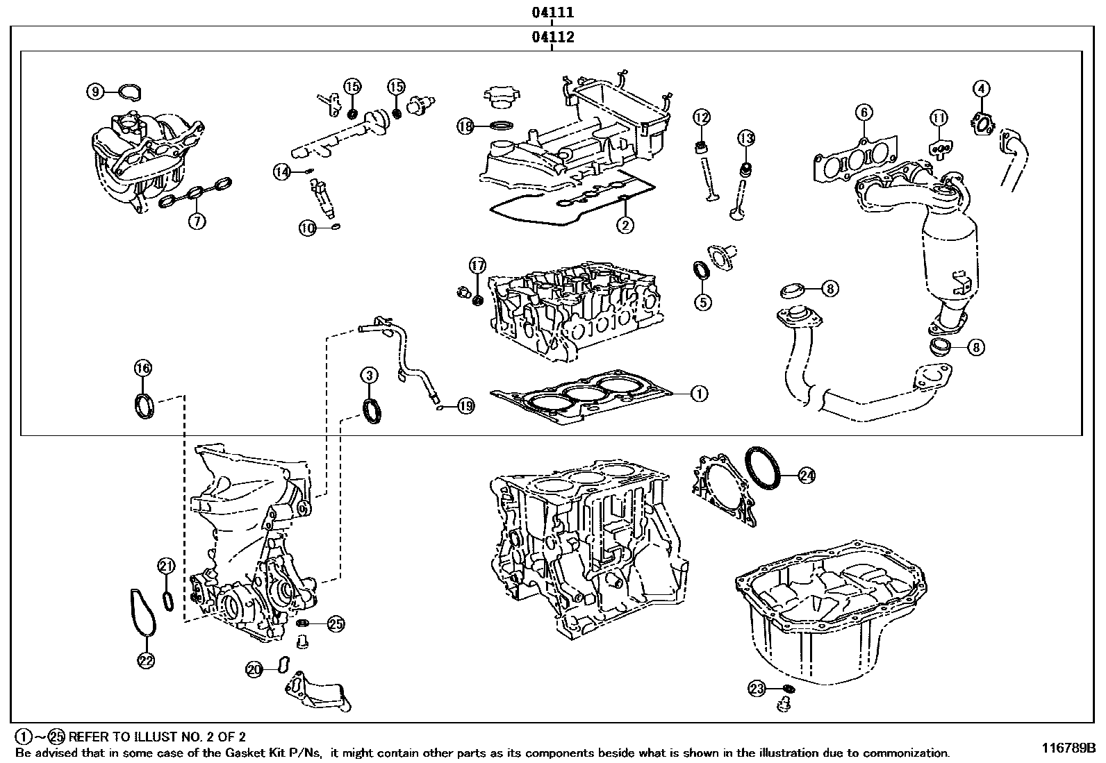 Toyota YARIS Engine Overhaul Gasket Kit EPC diagram — 116789B