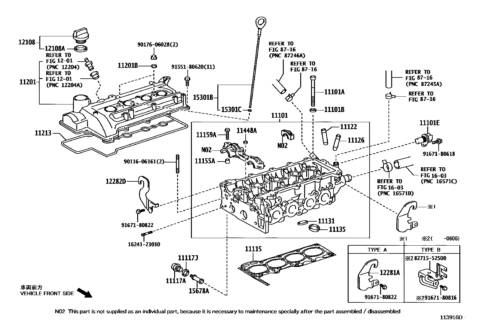 Toyota YARIS Cylinder Head EPC diagram — 113916D