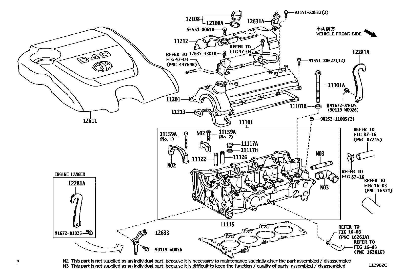 Toyota YARIS Cylinder Head EPC diagram — 113962C