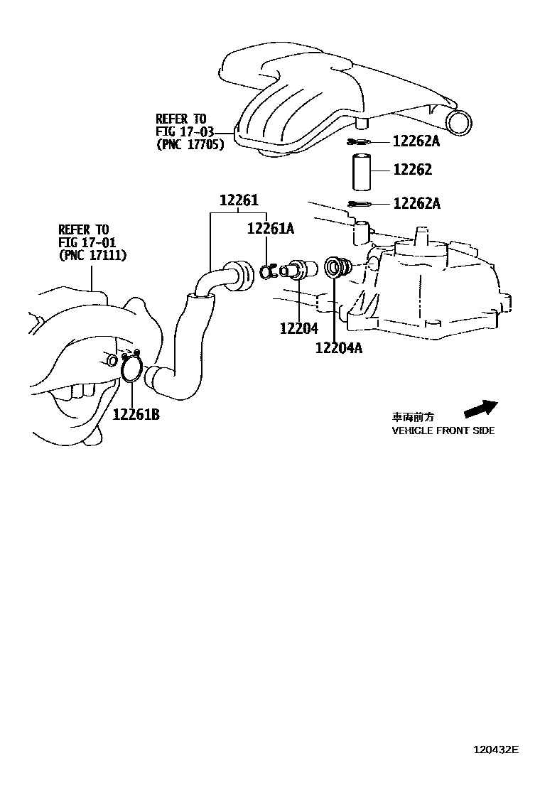 Toyota YARIS Ventilation Hose EPC diagram — 120432E