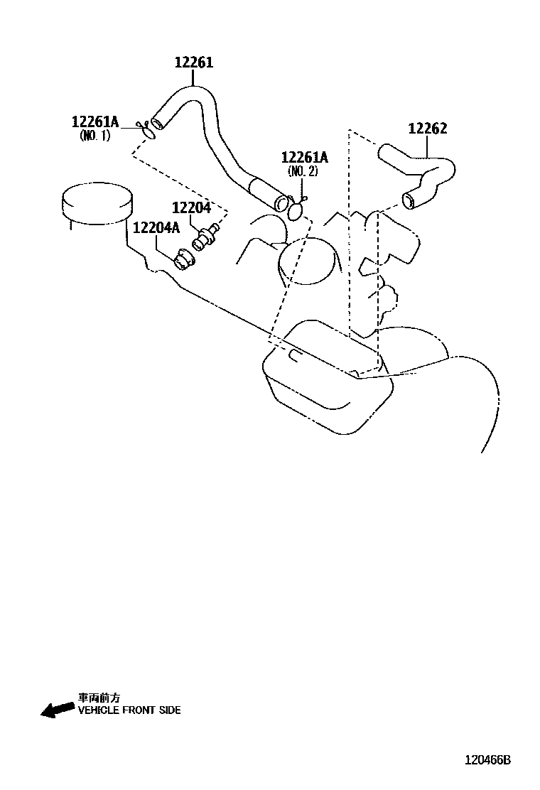 Toyota YARIS Ventilation Hose EPC diagram — 120466B