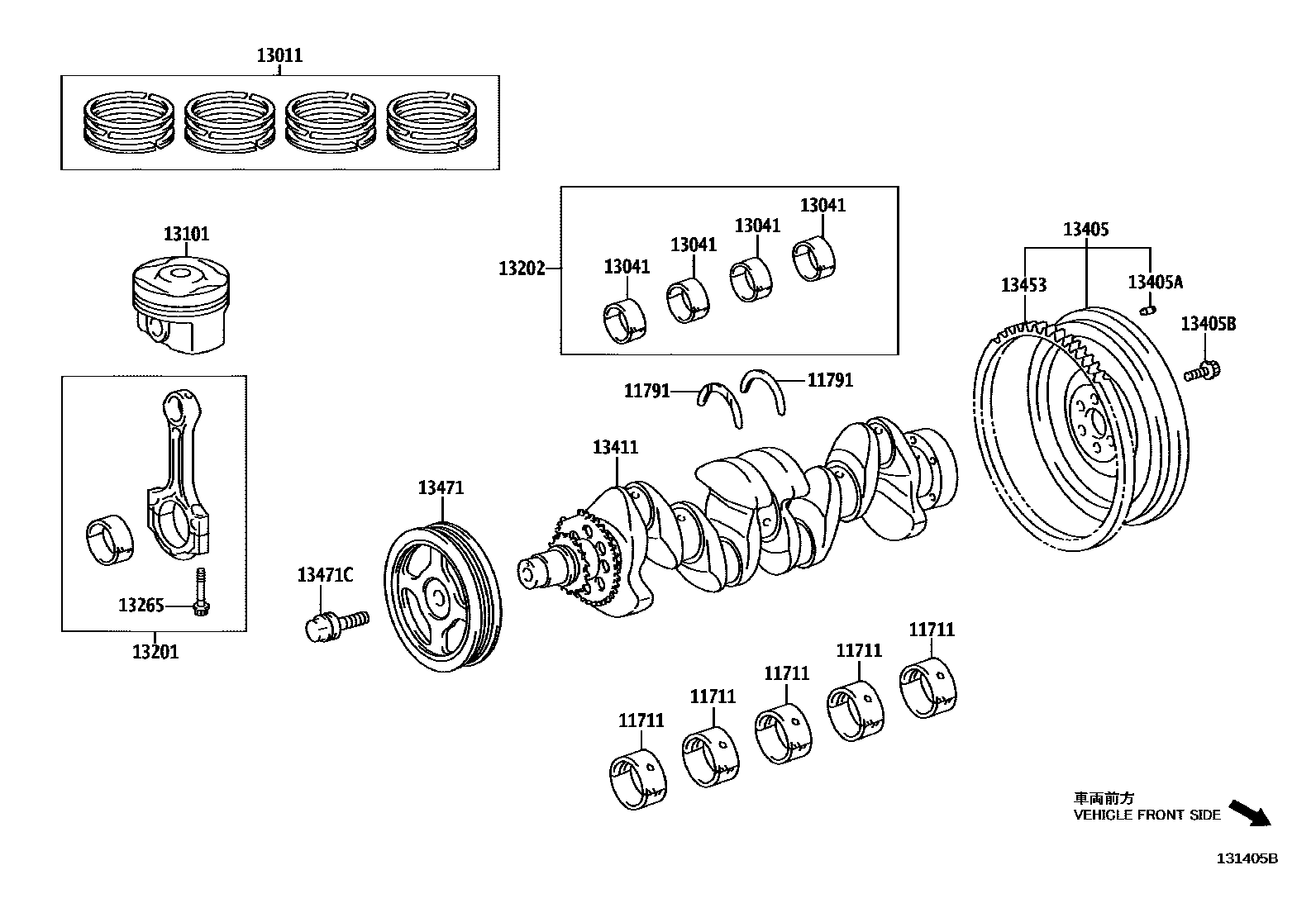Toyota YARIS Crankshaft & Piston EPC diagram — 131405B