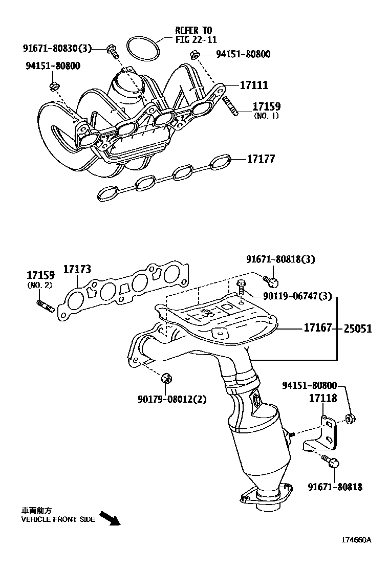 Toyota YARIS Manifold EPC diagram — 174660A