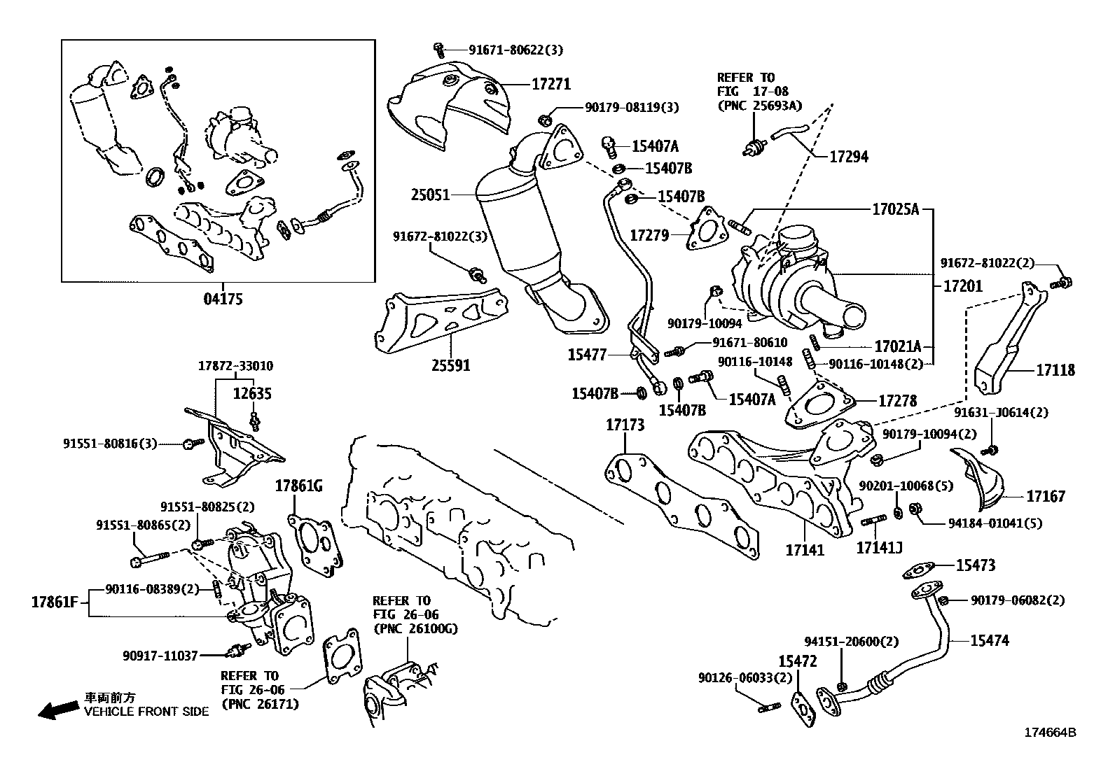 Toyota YARIS Manifold EPC diagram — 174664B