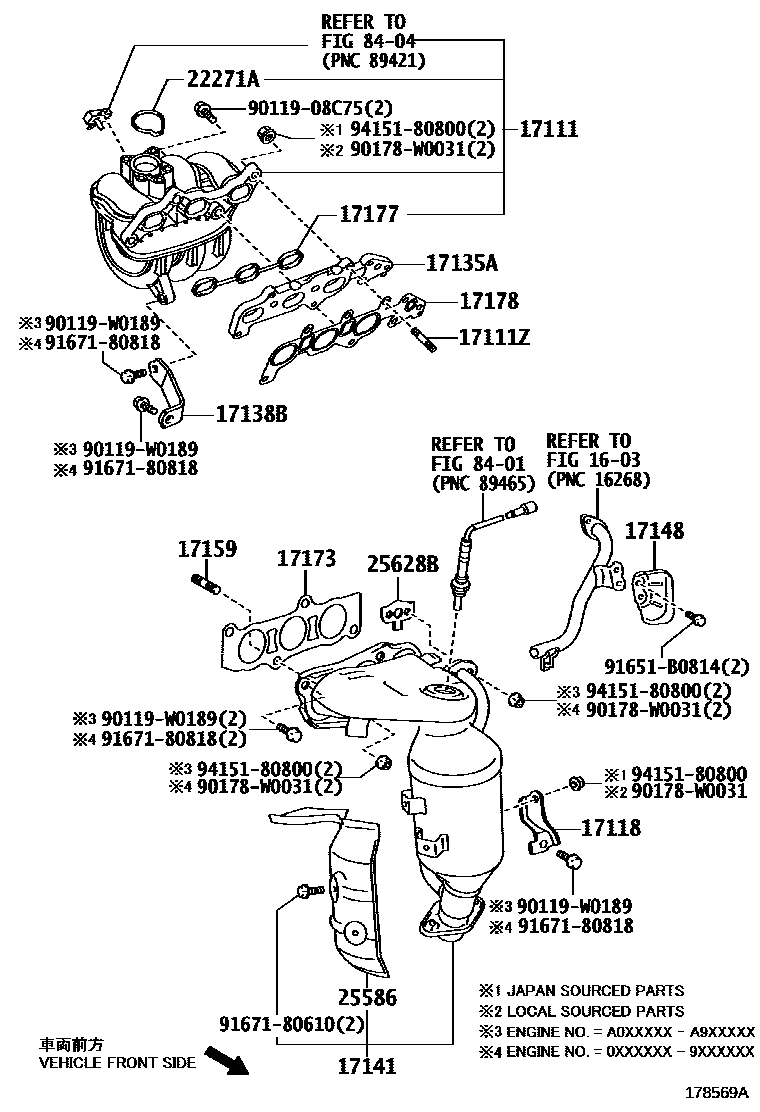 Toyota YARIS Manifold EPC diagram — 178569A