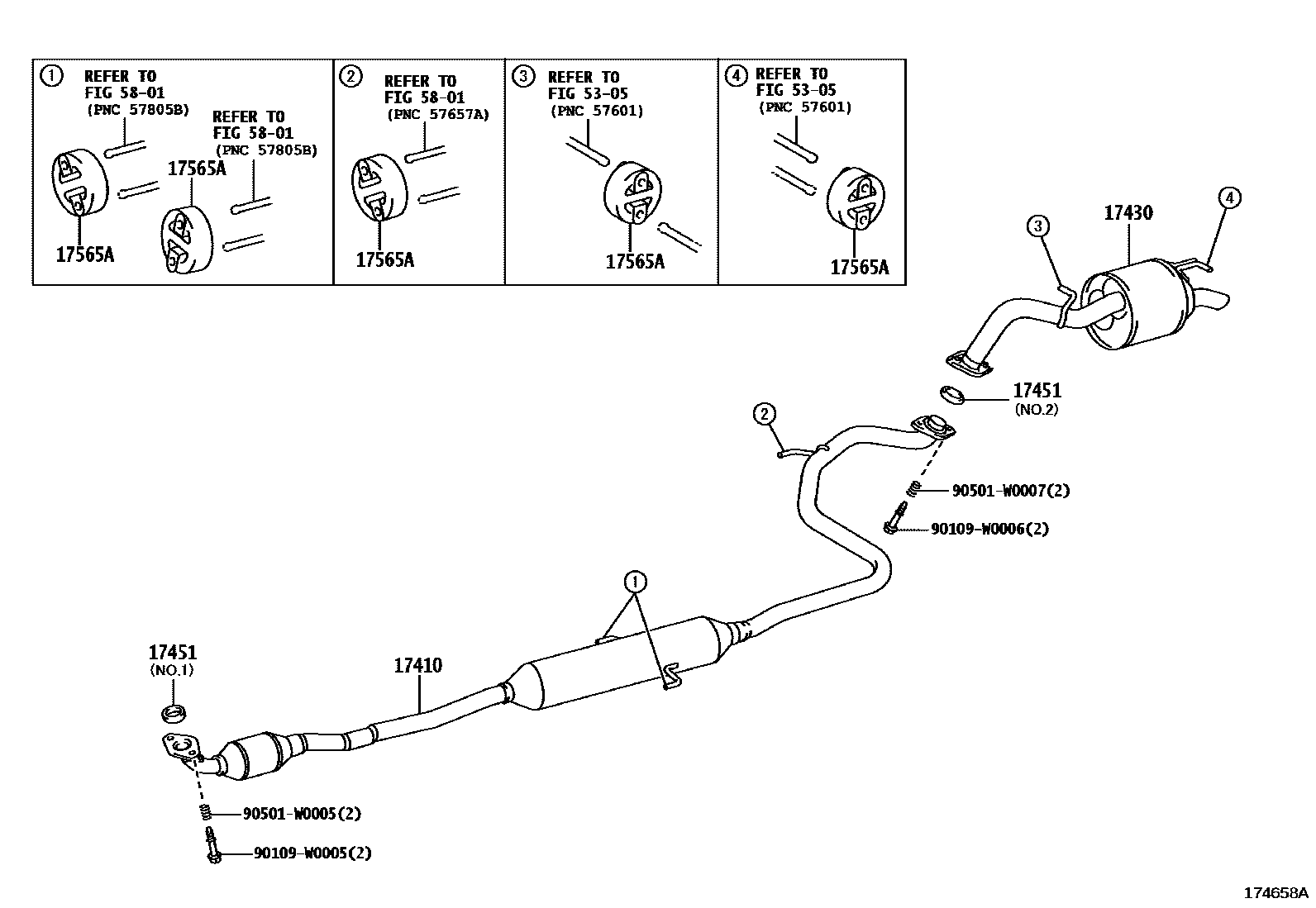 Toyota YARIS Exhaust Pipe EPC diagram — 174658A