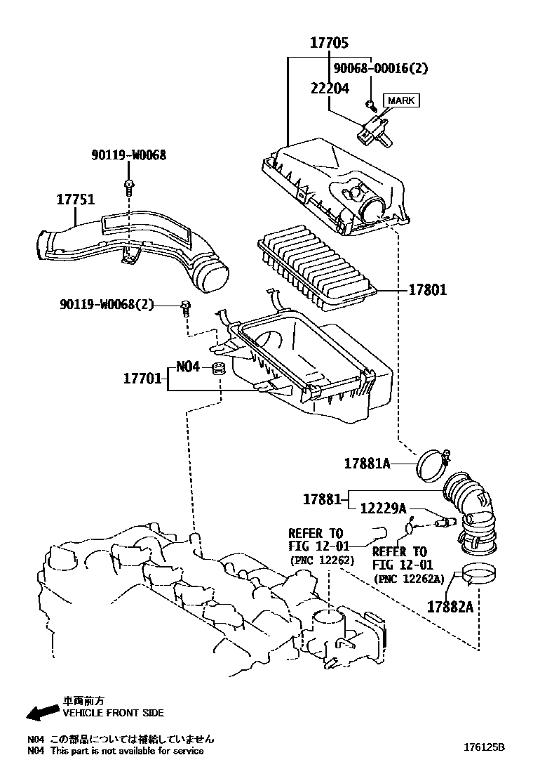 Toyota YARIS Air Cleaner EPC diagram — 176125B