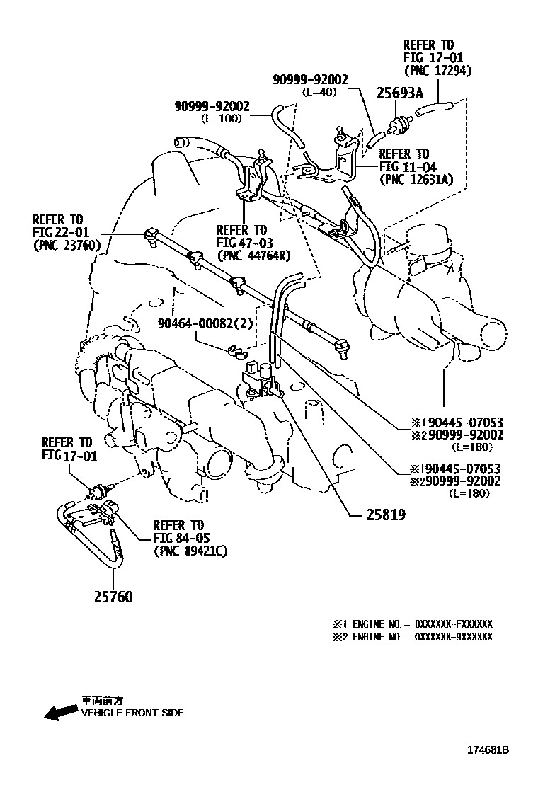 Toyota YARIS vacuum tube EPC diagram — 174681B