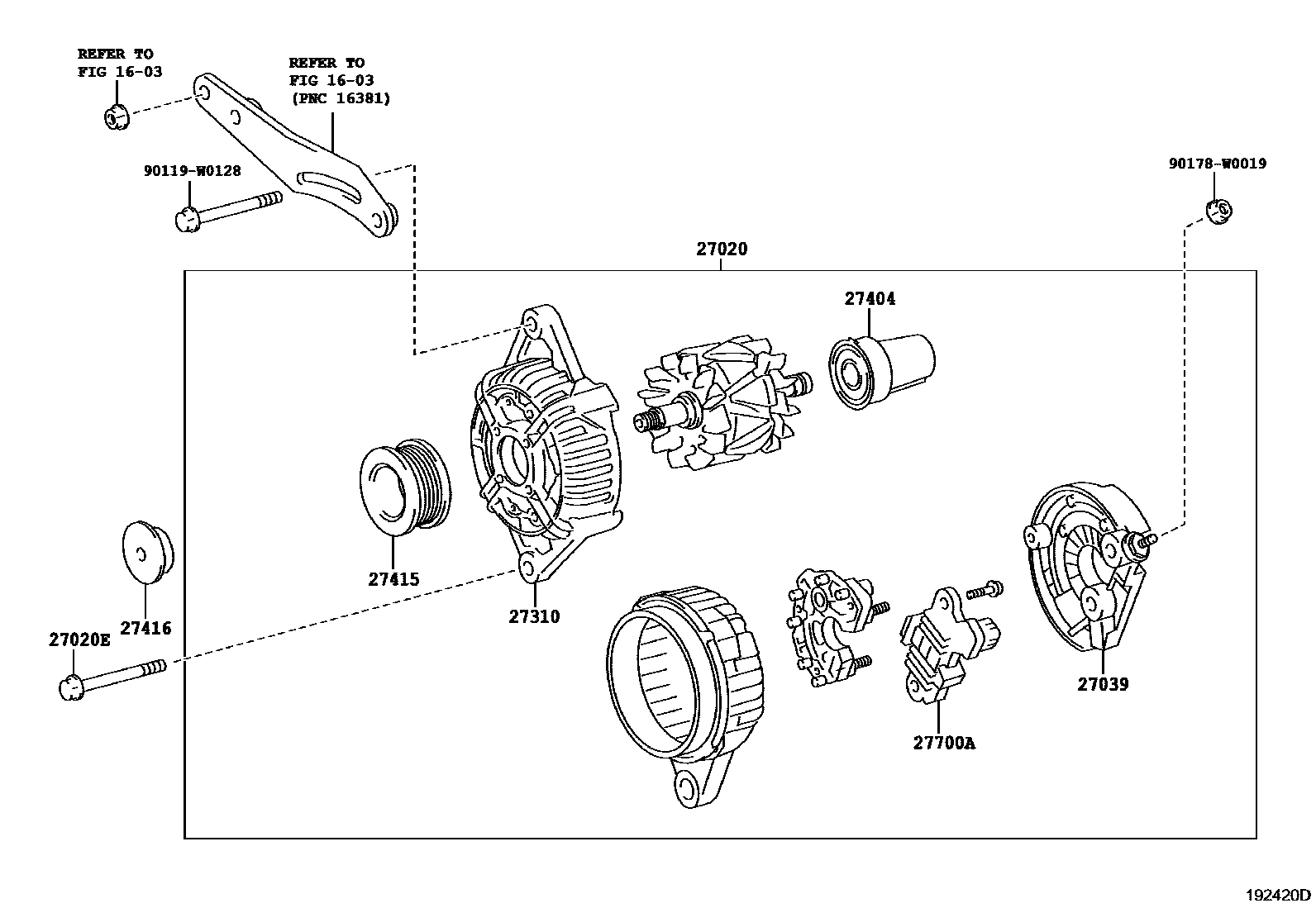Toyota YARIS Alternator EPC diagram — 192420D
