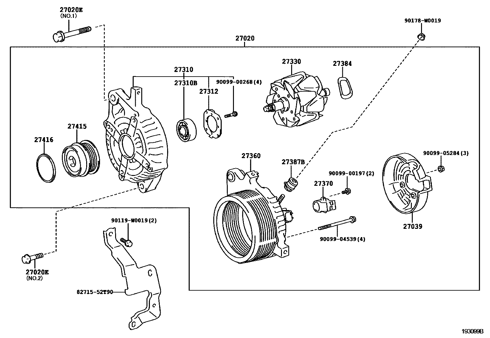 Toyota YARIS Alternator EPC diagram — 193099B