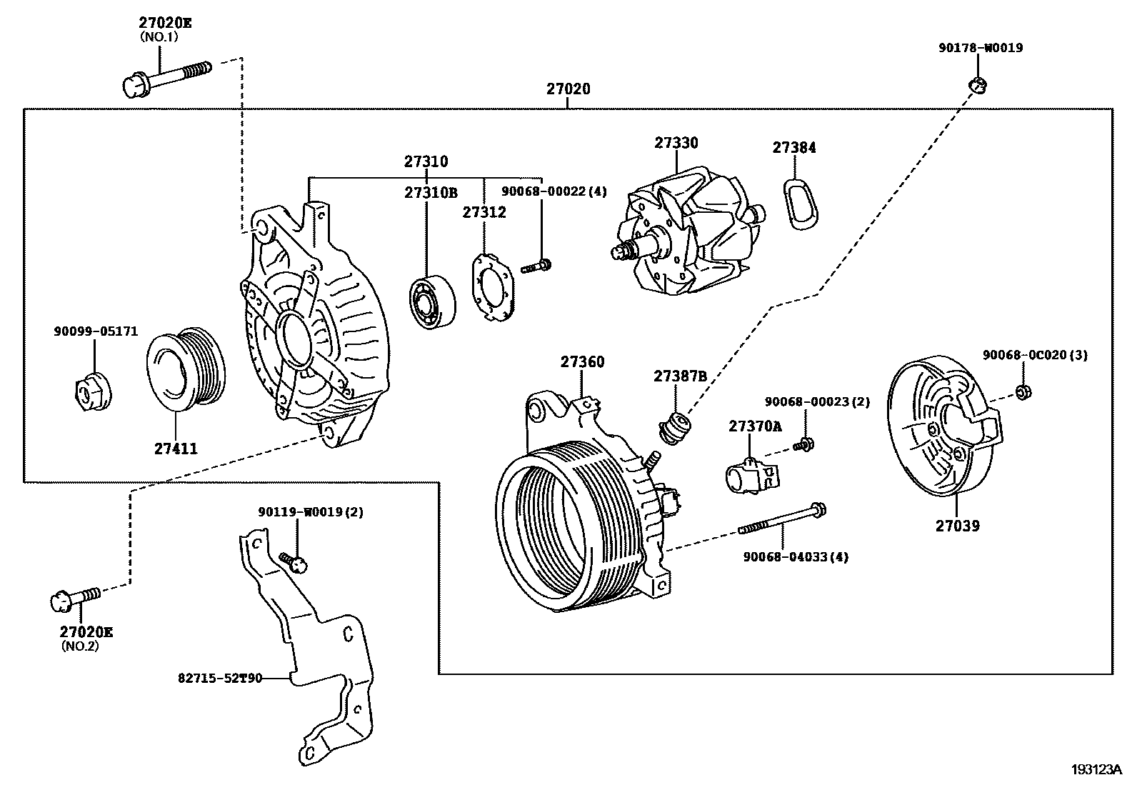 Toyota YARIS Alternator EPC diagram — 193123A