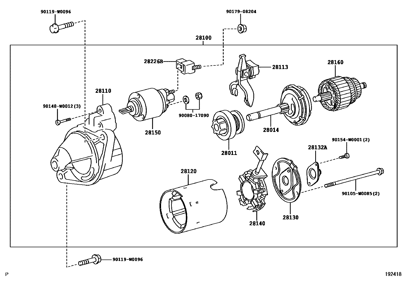 Toyota YARIS 起动机 EPC diagram — 192418