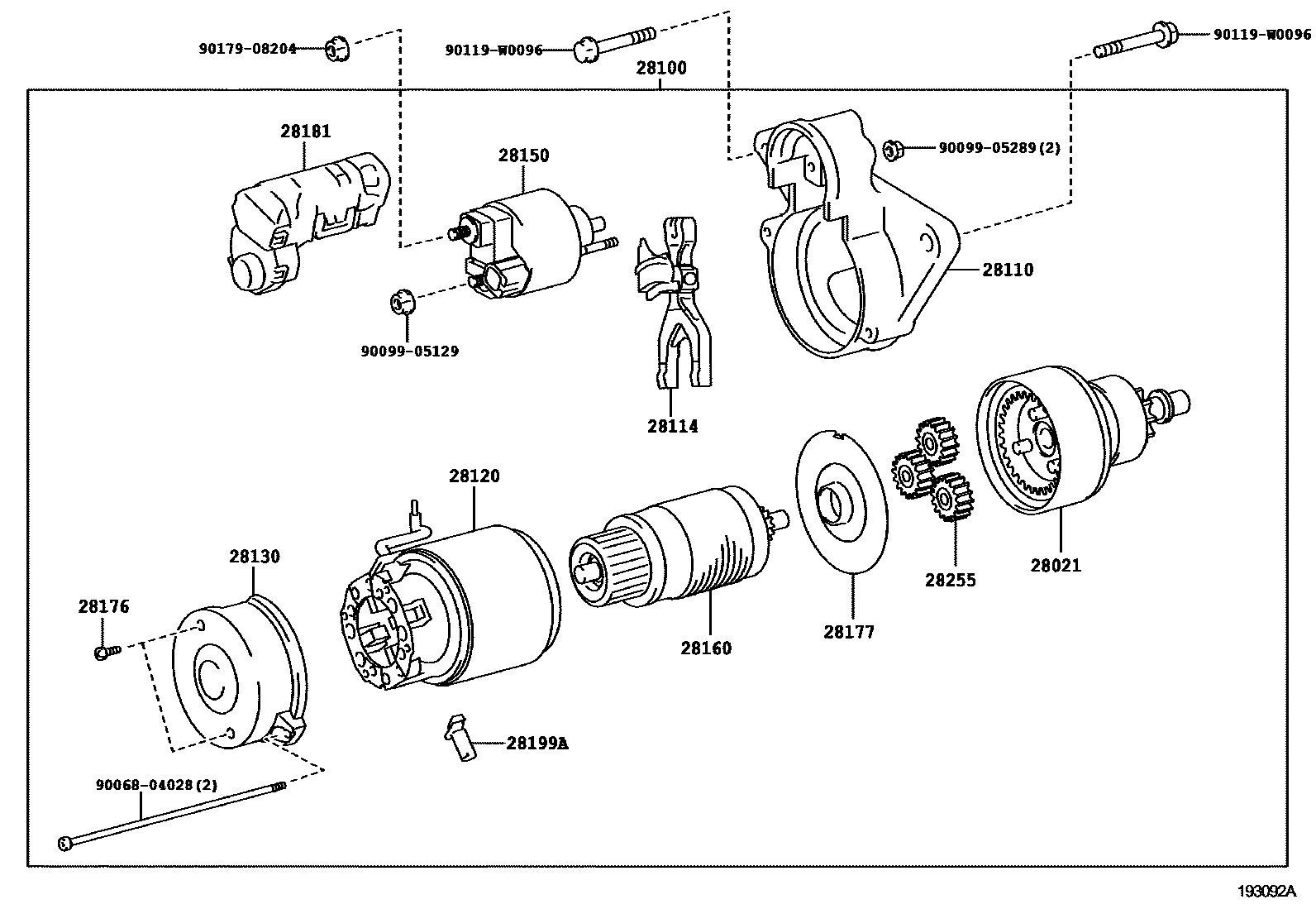Toyota YARIS 起动机 EPC diagram — 193092A